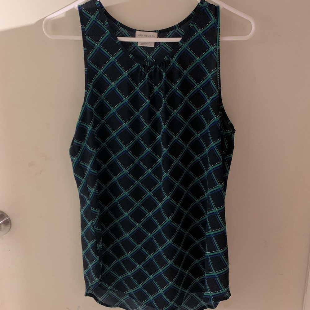 Womens plaid satin blouse